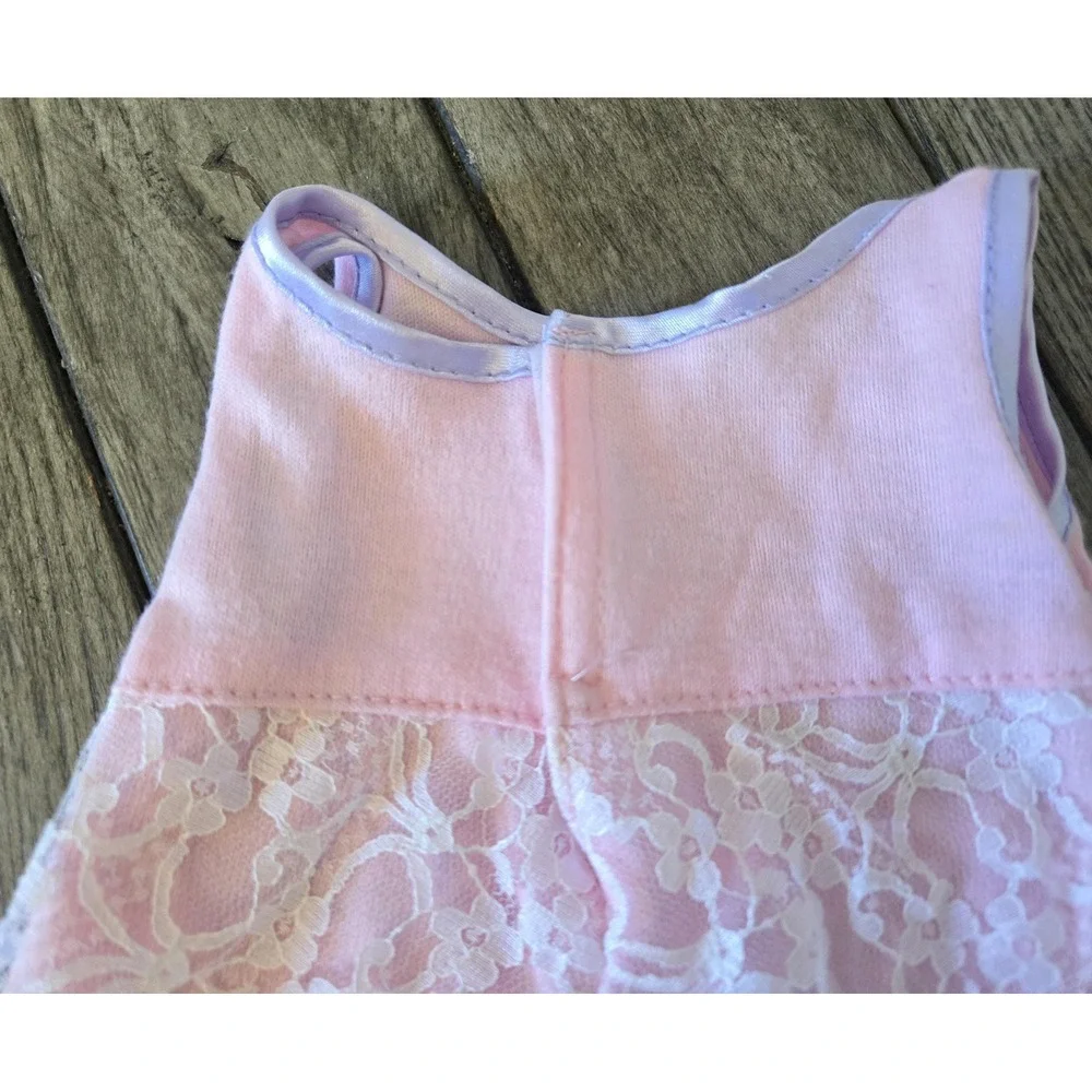 Vintage 2005 CPK Cabbage Patch Kids Pink & Purple Tank Top W/White Lace Overlay